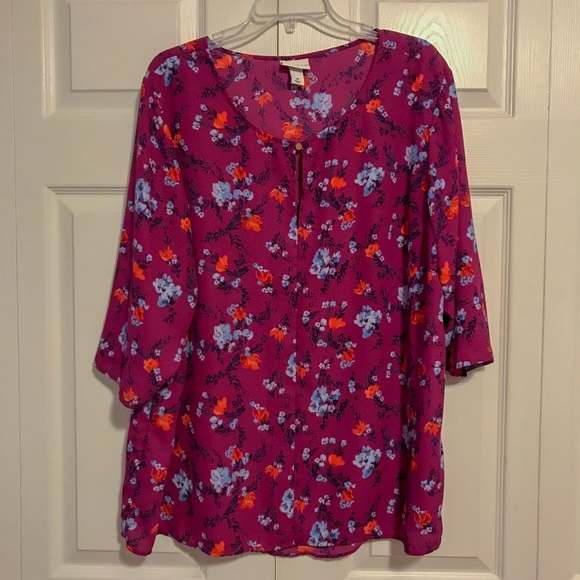 Ava & Viv Tops - Ava & Viv Plus Size Floral Print 3/4 Sleeve Blouse